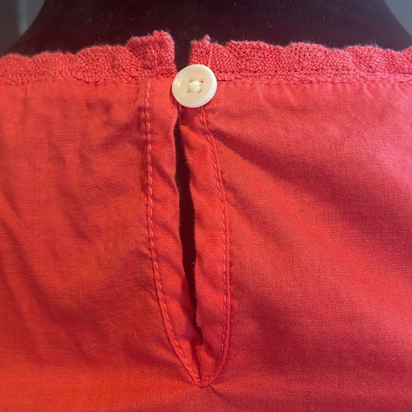 J. Crew coral/orange ruffle, eyelet top - Picture 5 of 7